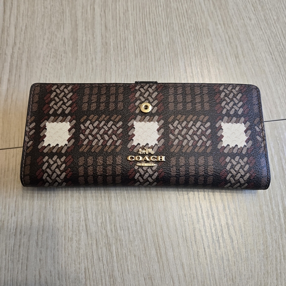 Coach Handbags - Coach Slim Wallet With Brushed Plaid Print